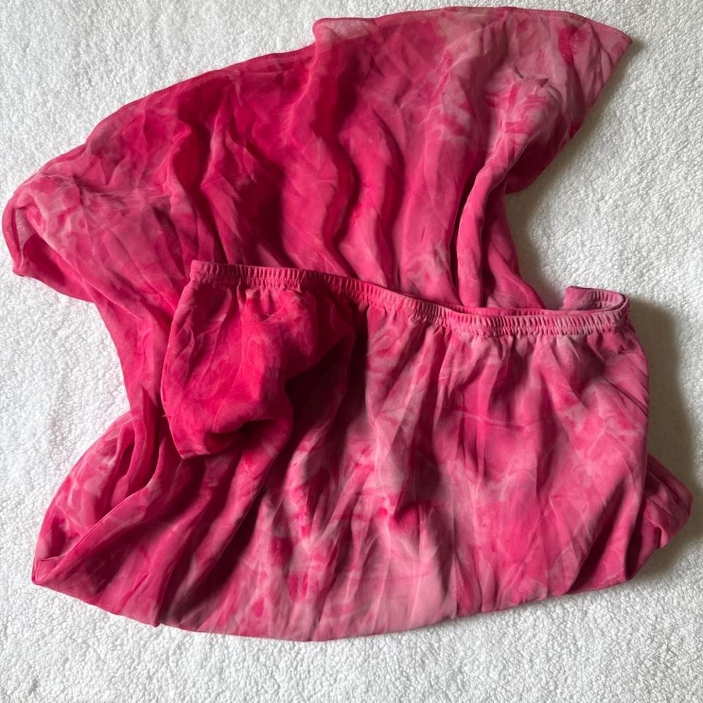 ADORABLE 2000s SHERI MARTIN summer pink tie dye midi skirt